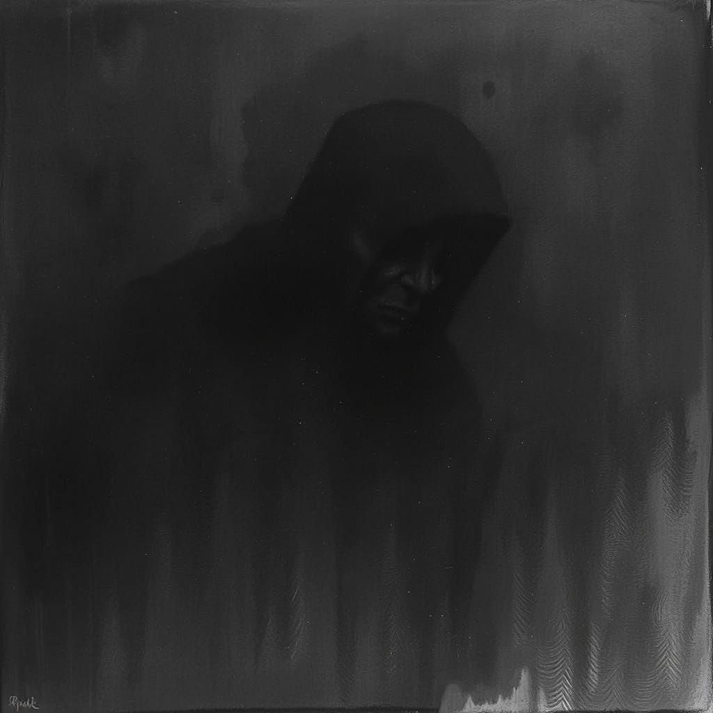 Mysterious Shadow Figure in Dark Charcoal Style
