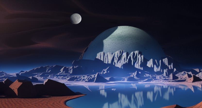 Alien Desert Planet with Hidden Moon