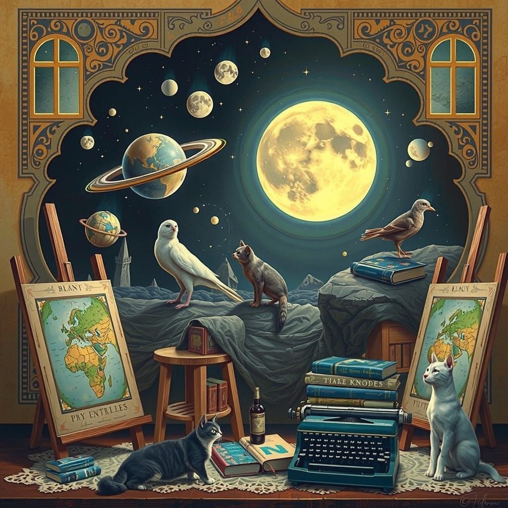 Surreal Realist Masterpiece in Vibrant Warm Colors