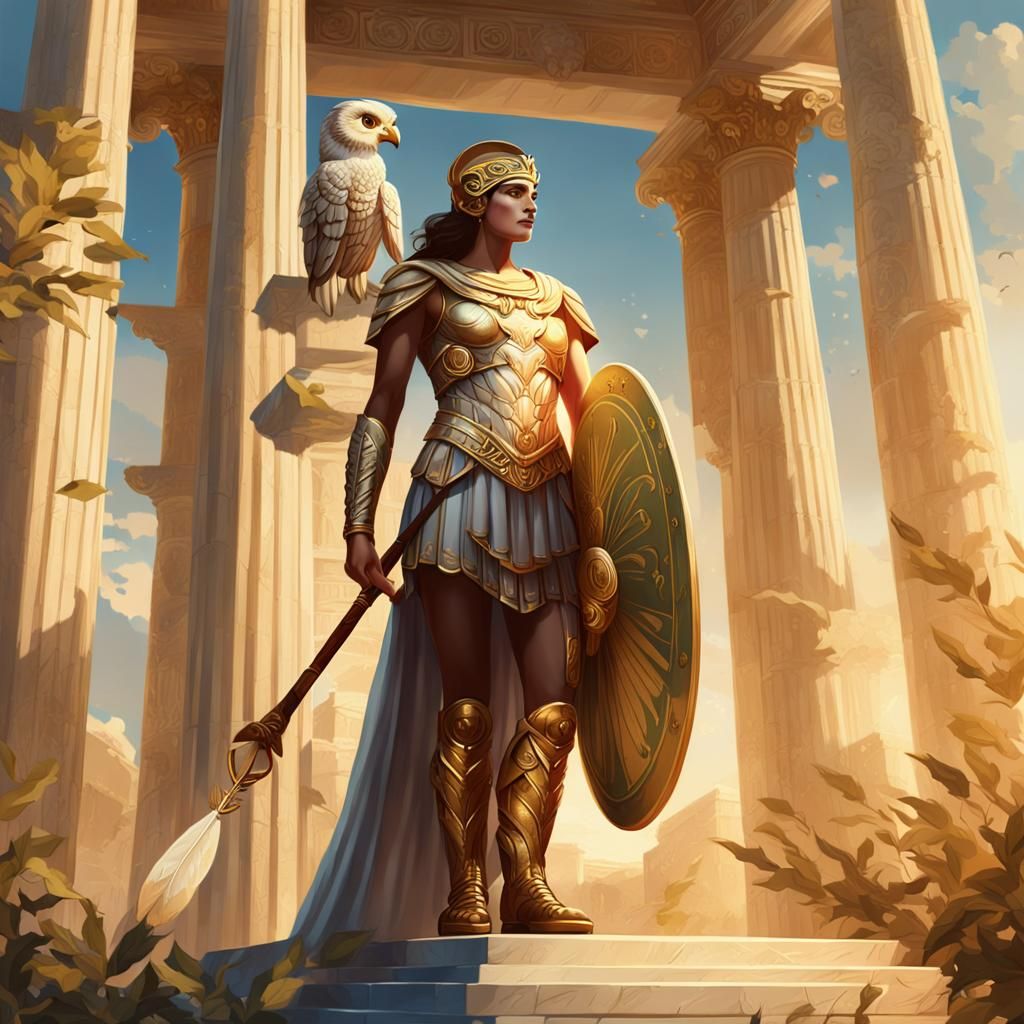 Athena, Goddess of Wisdom, in Golden Light