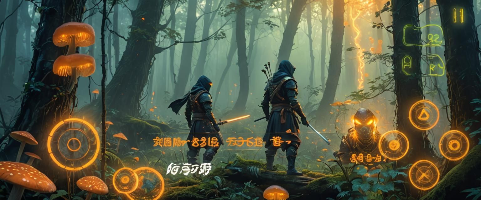 Stealthy Ninja in Mystical Forest Concept Art
