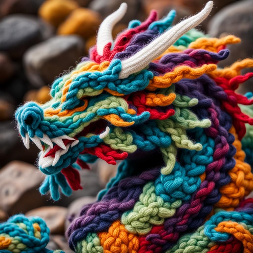 Knitted Woolen Dragon: A Textile Art Masterpiece