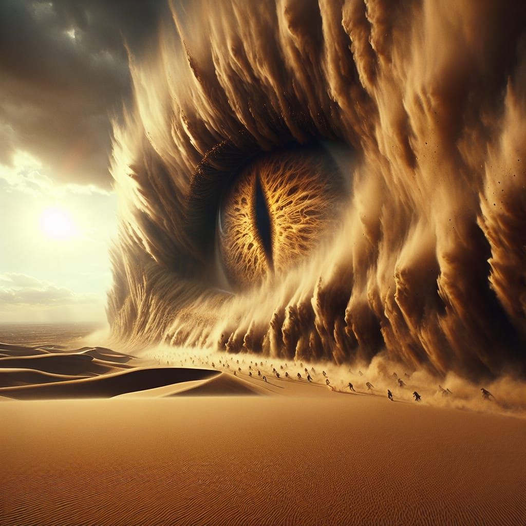 Apocalyptic Sandstorm with Giant Cliff Eye