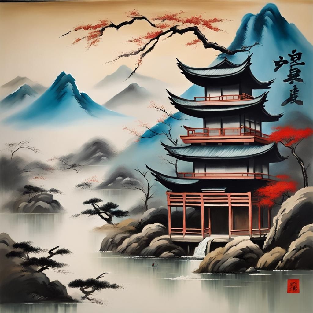 Japanese Landscape in Zhang Daqian Style