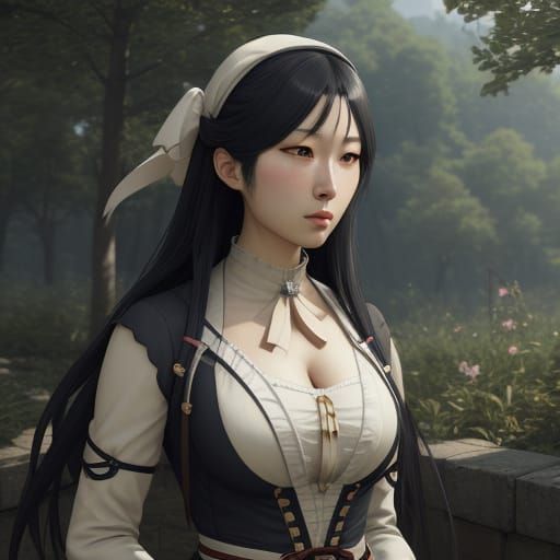 Ethereal Korean Warrior Princess in Cyberpunk Aesthetic