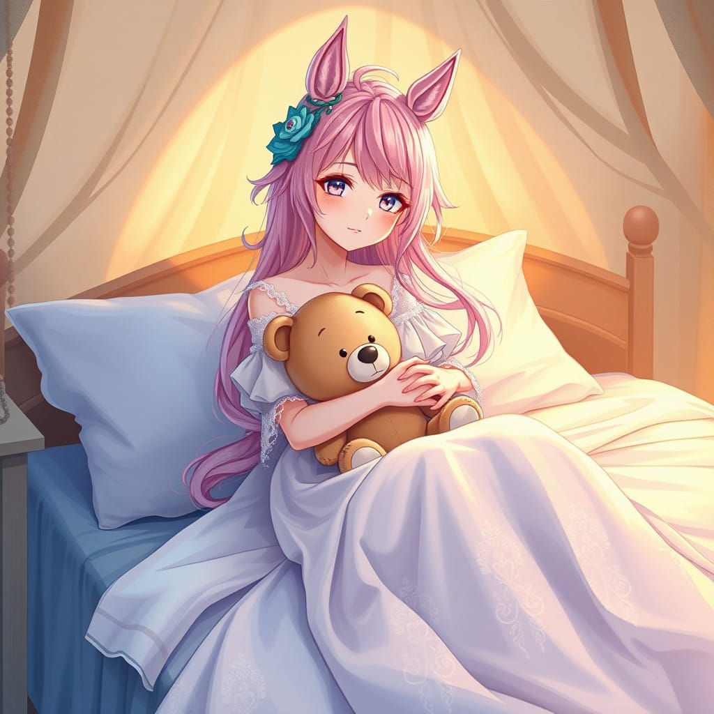 Surreal Pastel Maiden Enchants with Gentle Charm in Dreamlik...