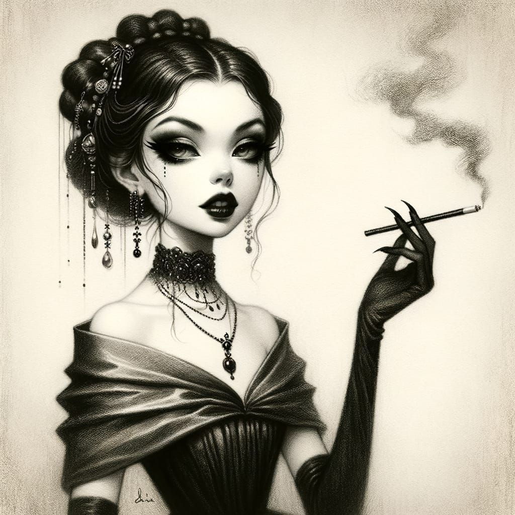 Slender Elegant Macabre Beauty