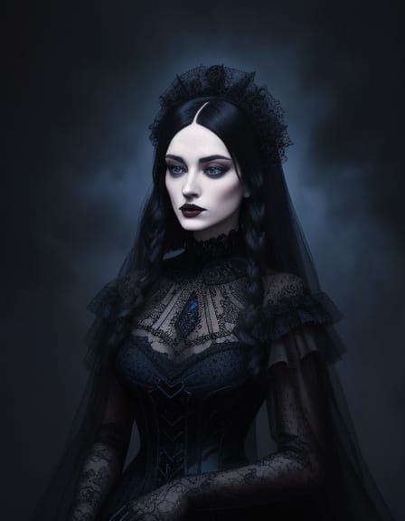 Ethereal Goth Woman in Midnight Velvet Hush