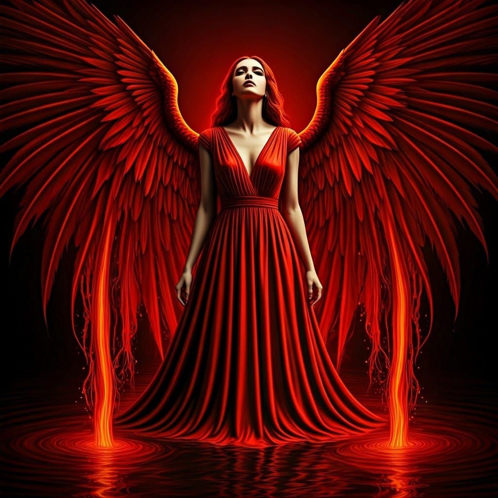 Woman with Wings in Sinister Pop Art Explosion