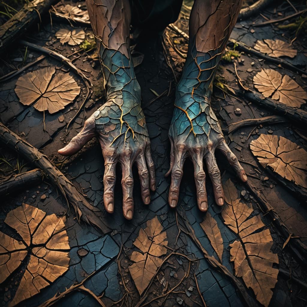 Mystical Forest Human with Cracked Earth Skin