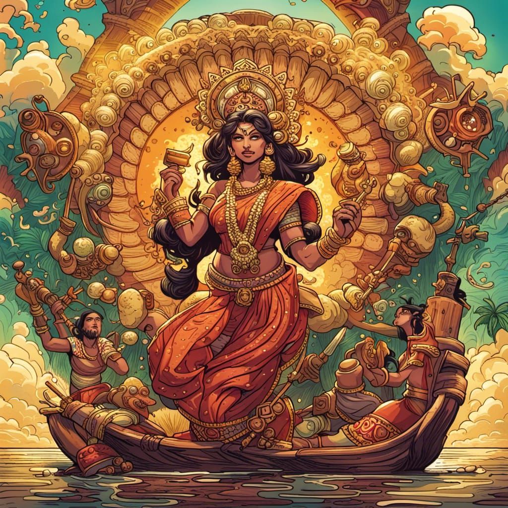 Kerala's Onam Festival in Comic Book Art Style
