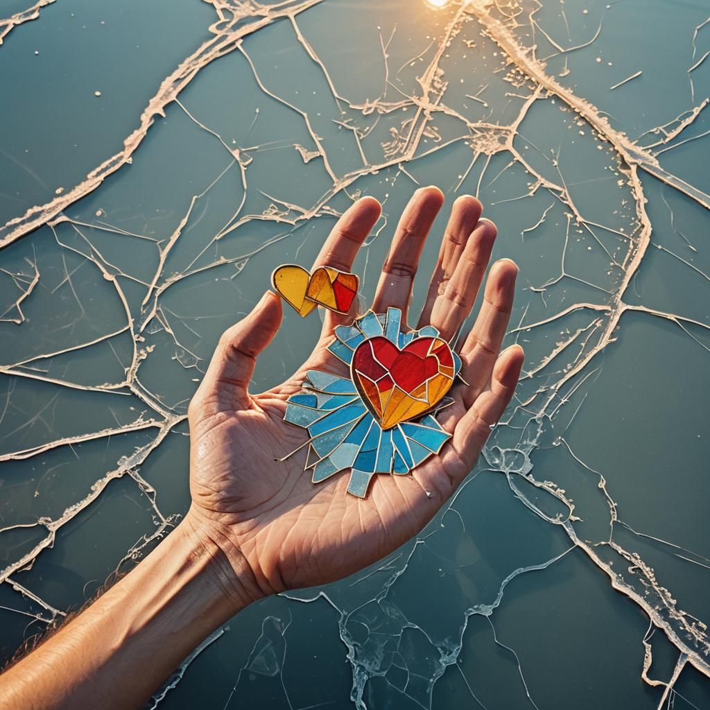 Pop Art Heart on Frozen Lake Screen Print