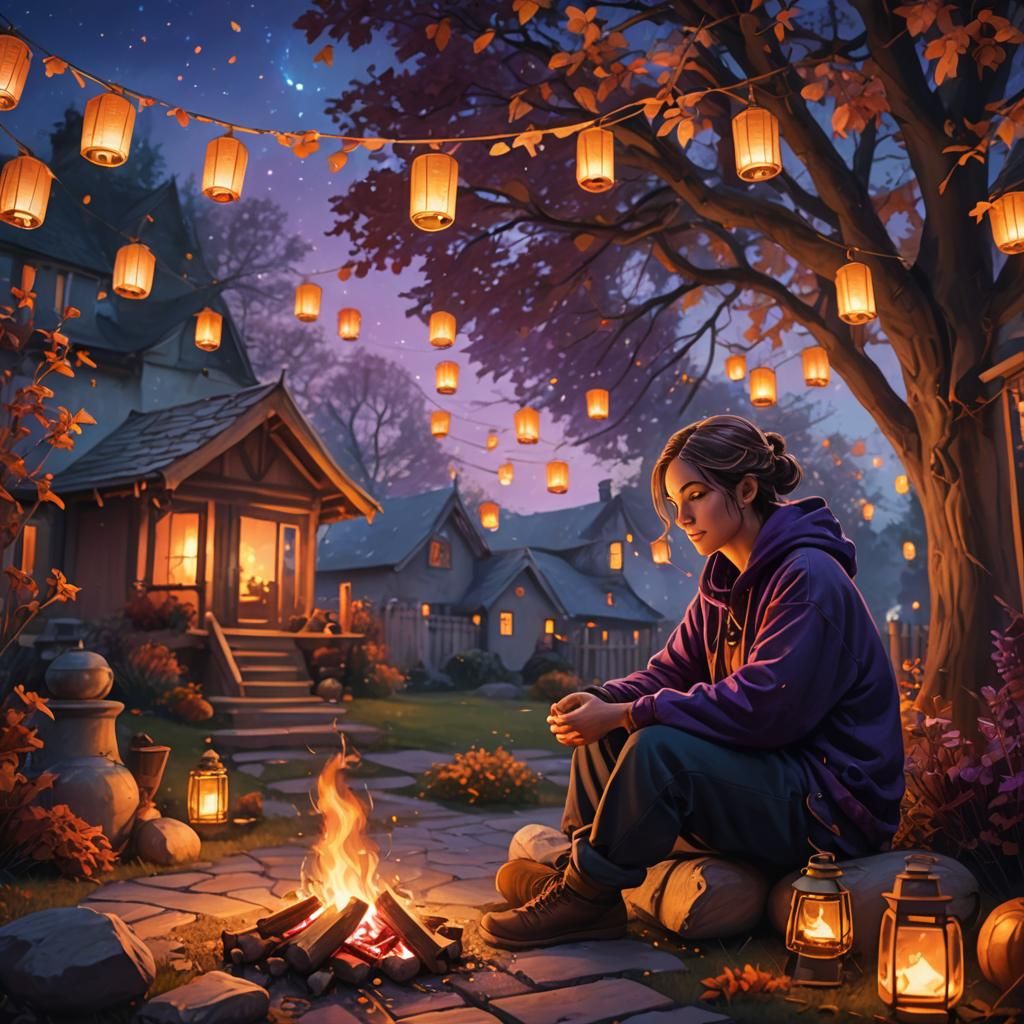 Cozy Autumn Night by the Fire