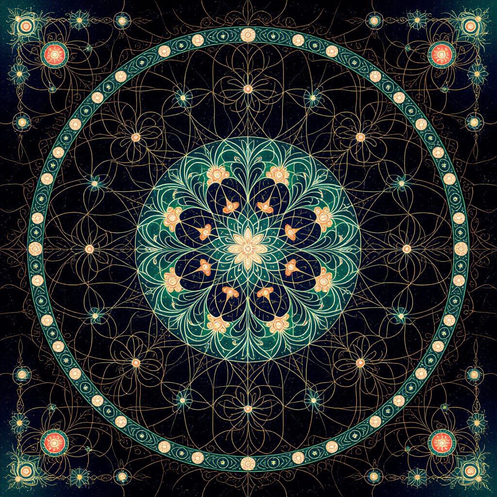 Emerald Velvet Astral Cosmic Illustration