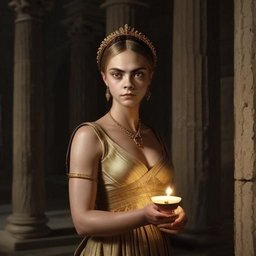 Renaissance Oil Painting: Young Woman with Candle