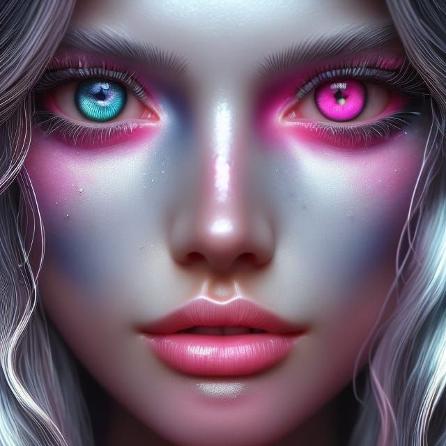 Hyperrealistic Woman Portrait with Captivating Blue Eyes