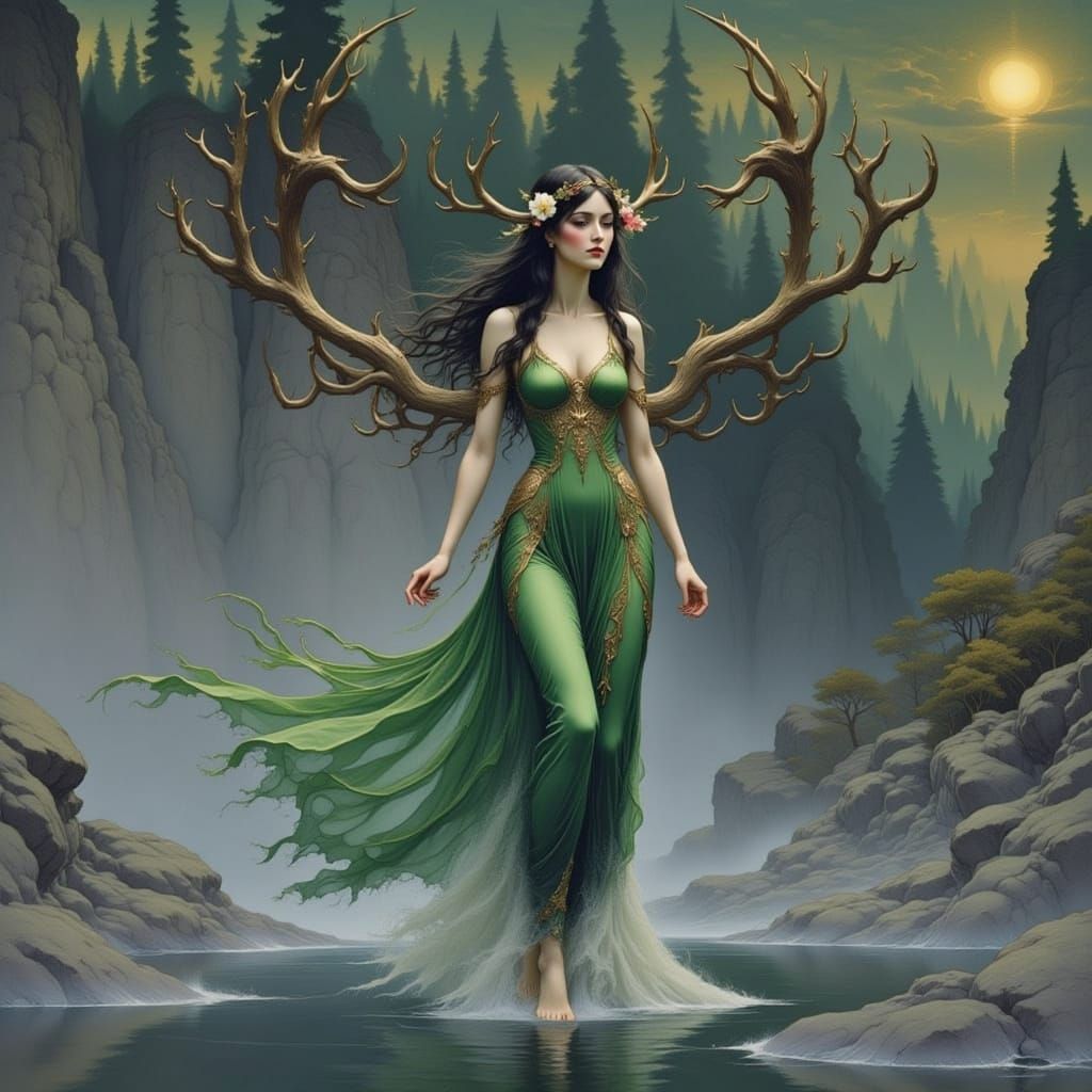 River Goddess Hunting in Greg Rutkowski Style