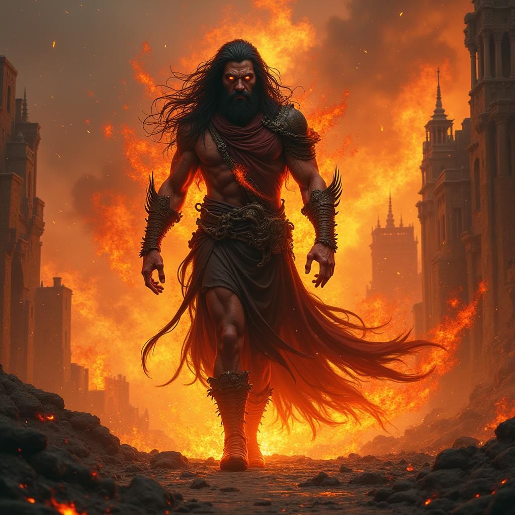 Inferno Tempest: A Fiery Elemental in Detailed Matte Paintin...