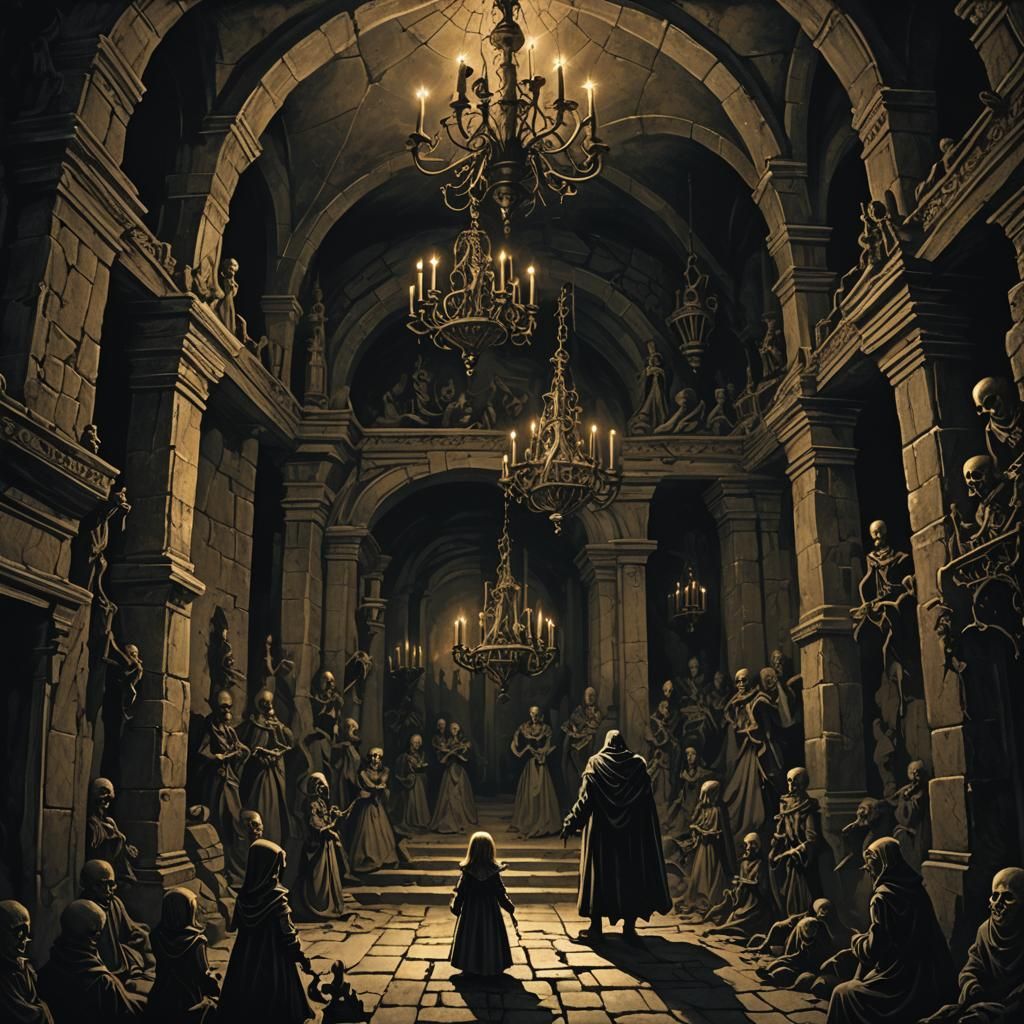 Macabre Doll Collector in Dark Fantasy Style