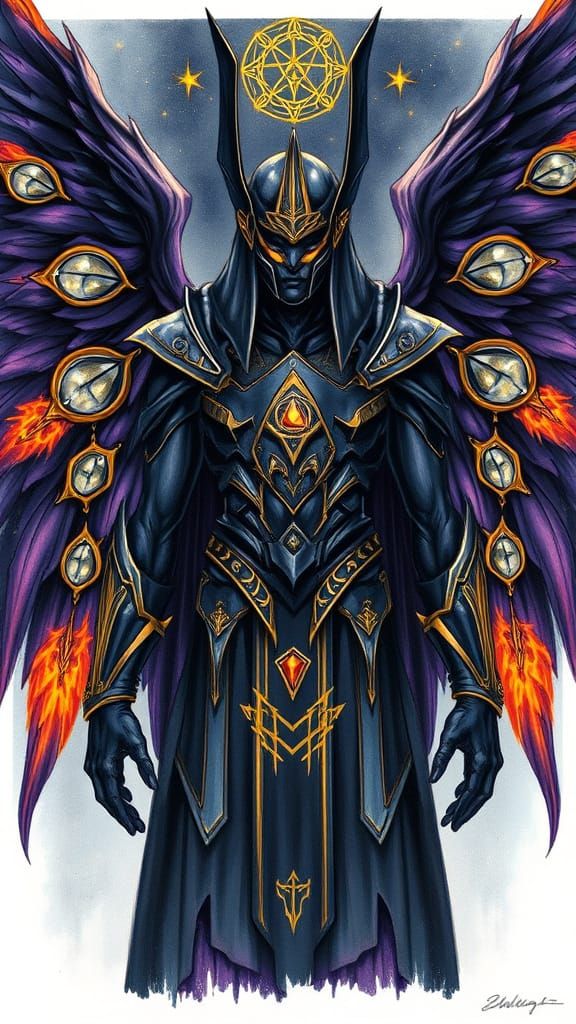 Dark Seraphim Deity in Obsidian Crystal Armor