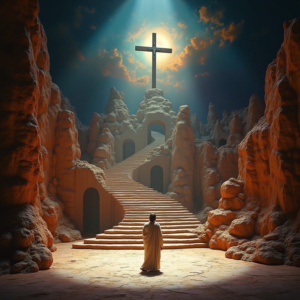 Surreal Stage Set for Jesus Christ Superstar in Vibrant, Exp...