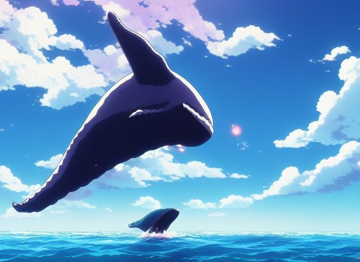 Flying Whale in Anime Style, Ghibli-Inspired