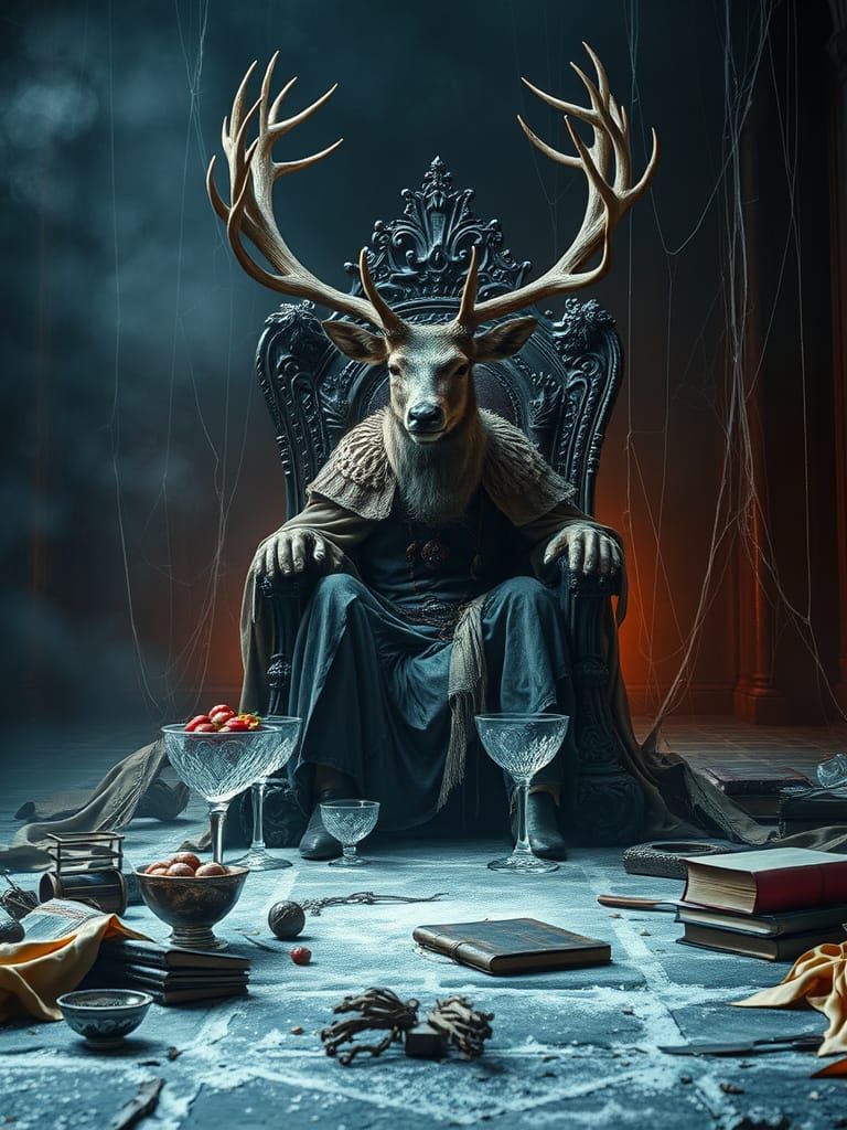 Majestic Deer King in Regal Desolation