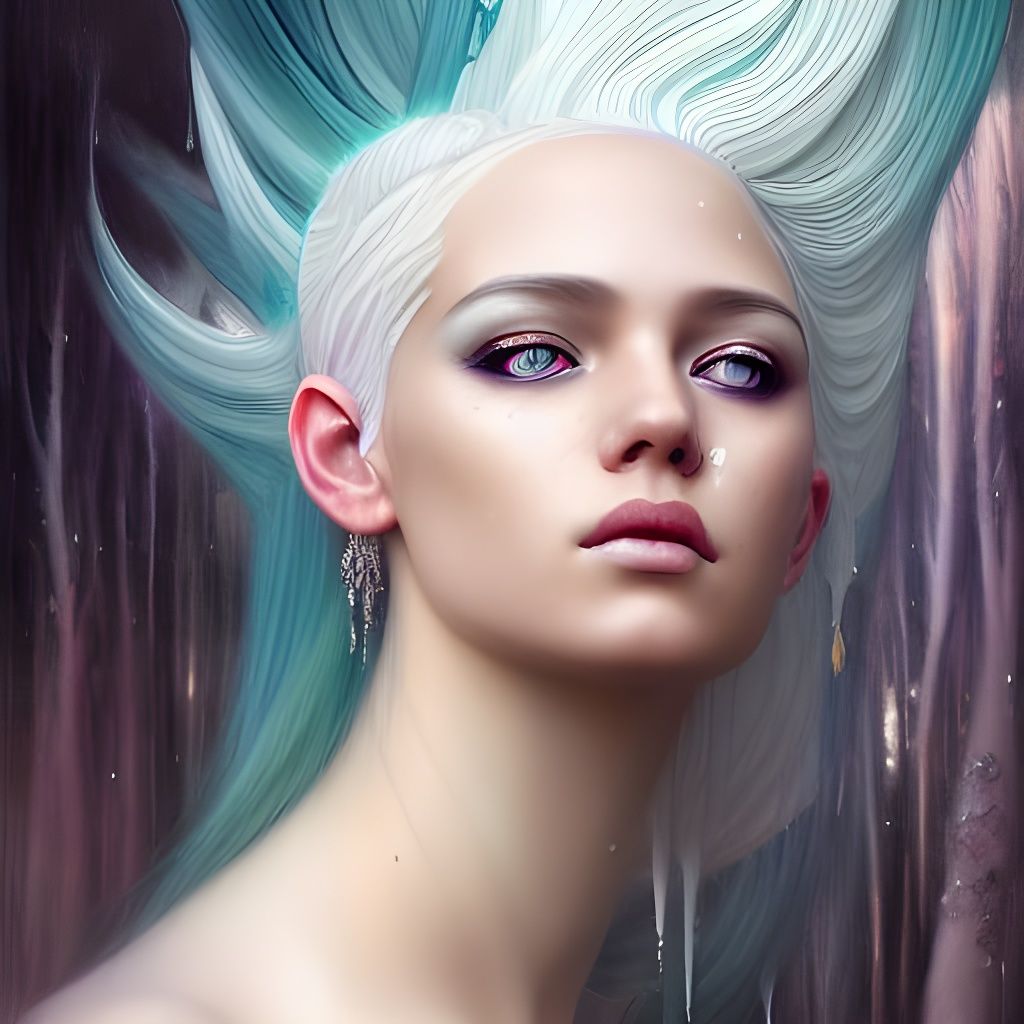 Iridescent Princess Portrait in Hyperrealism Style