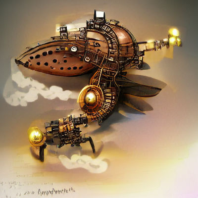 Steampunk Spaceship Digital Rendering