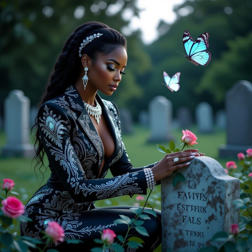 Stunning African American Woman in Bioluminescent Portrait