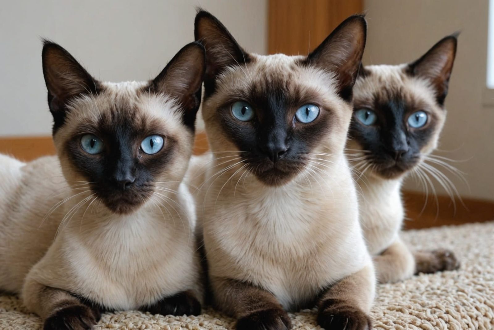 Elegant Siamese Cats Explore a New Home