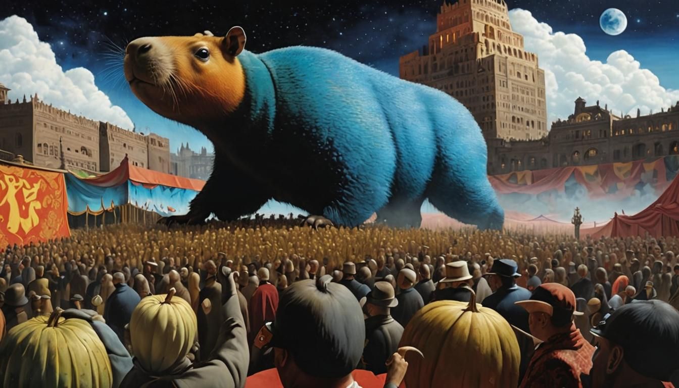 Capybara God in Surrealist Hall