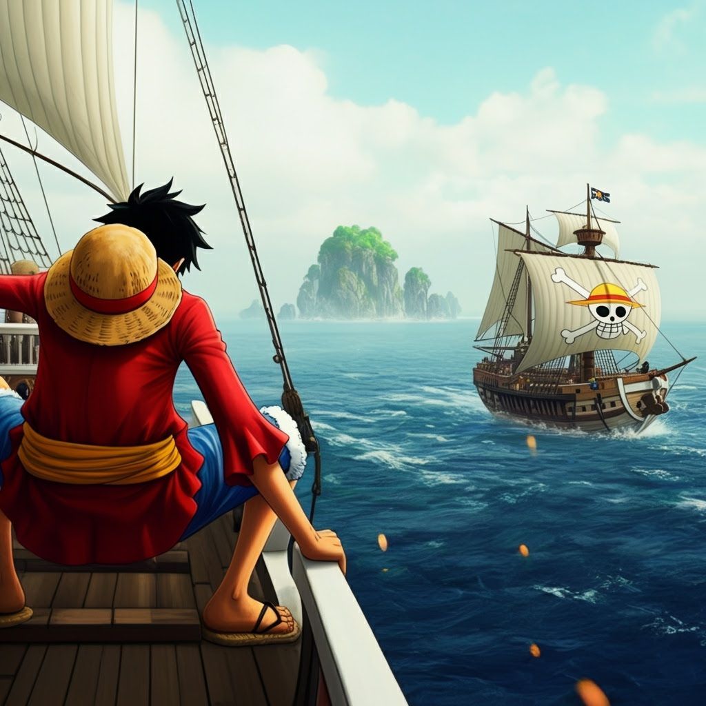 Luffy Stretching on the Sea, Fantasy Matte Painting