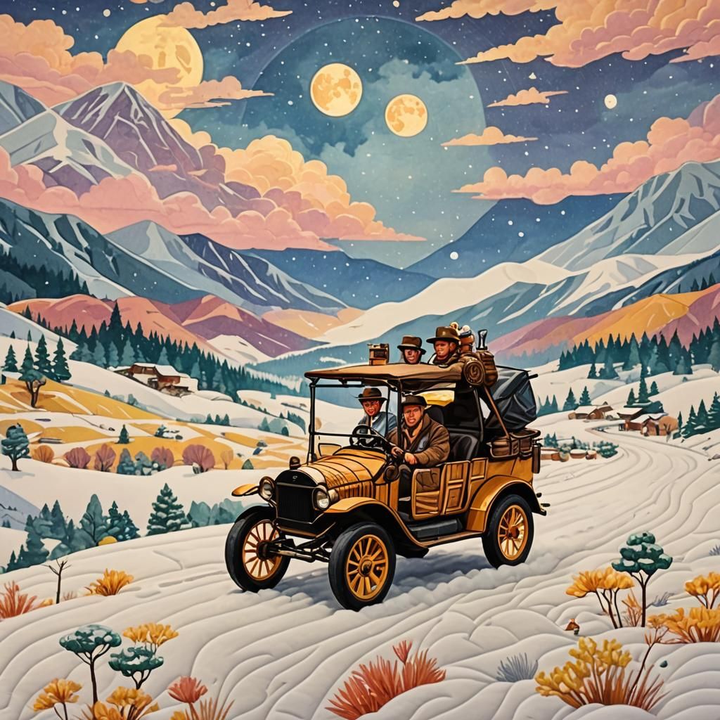 Indiana Jones' Surreal Drive: Maximalist Double Exposure