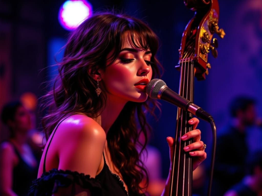 Jazz Singer on Stage in Electric Atmosphere