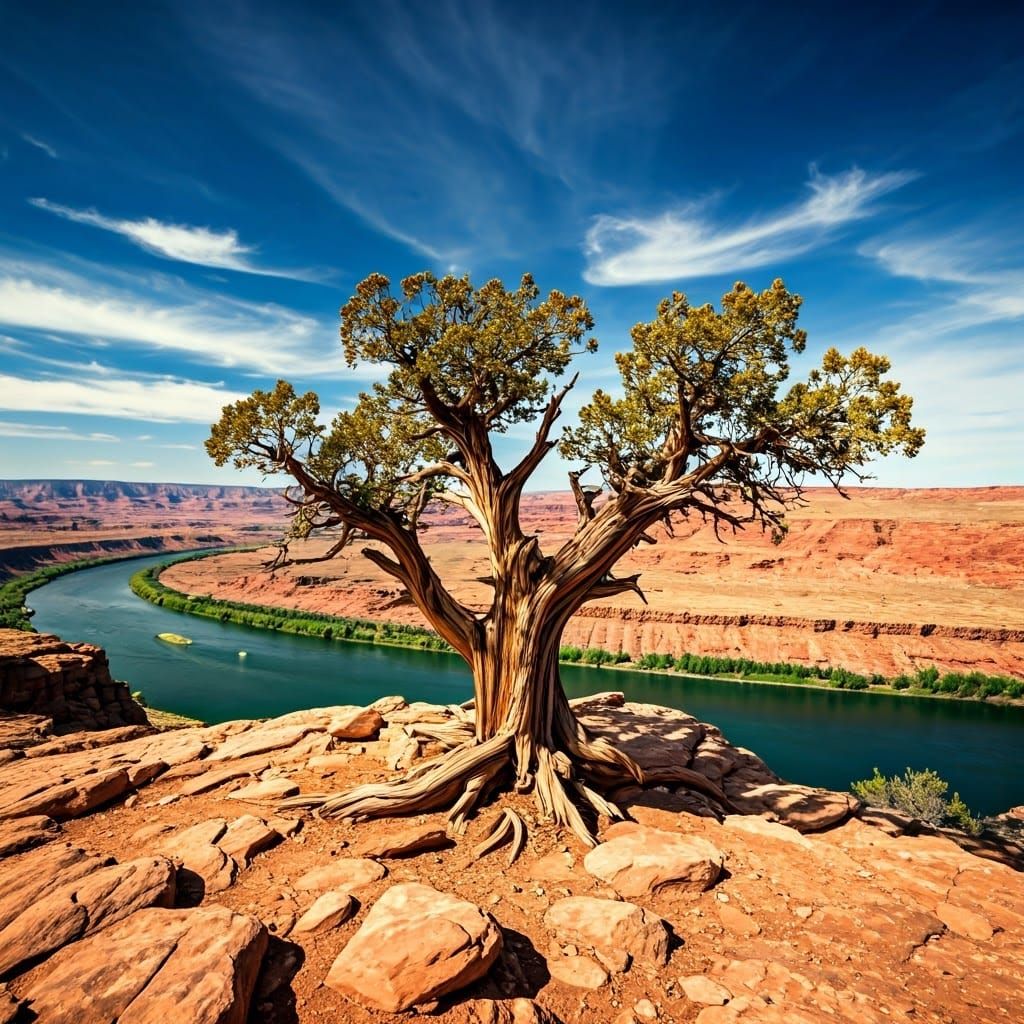 Ancient Juniper Tree in High Desert Landscape