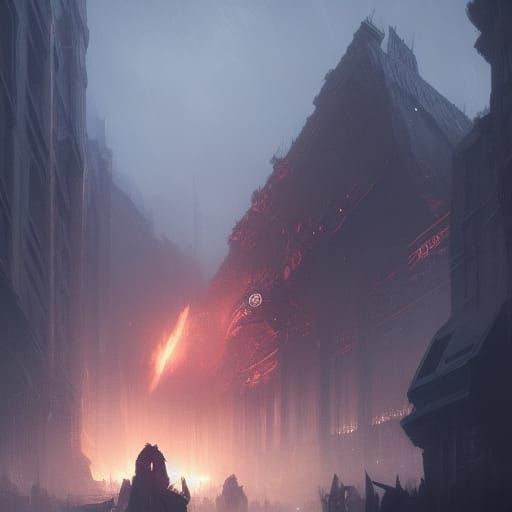 Dark Fantasy Masterpiece in Purple and Yellow