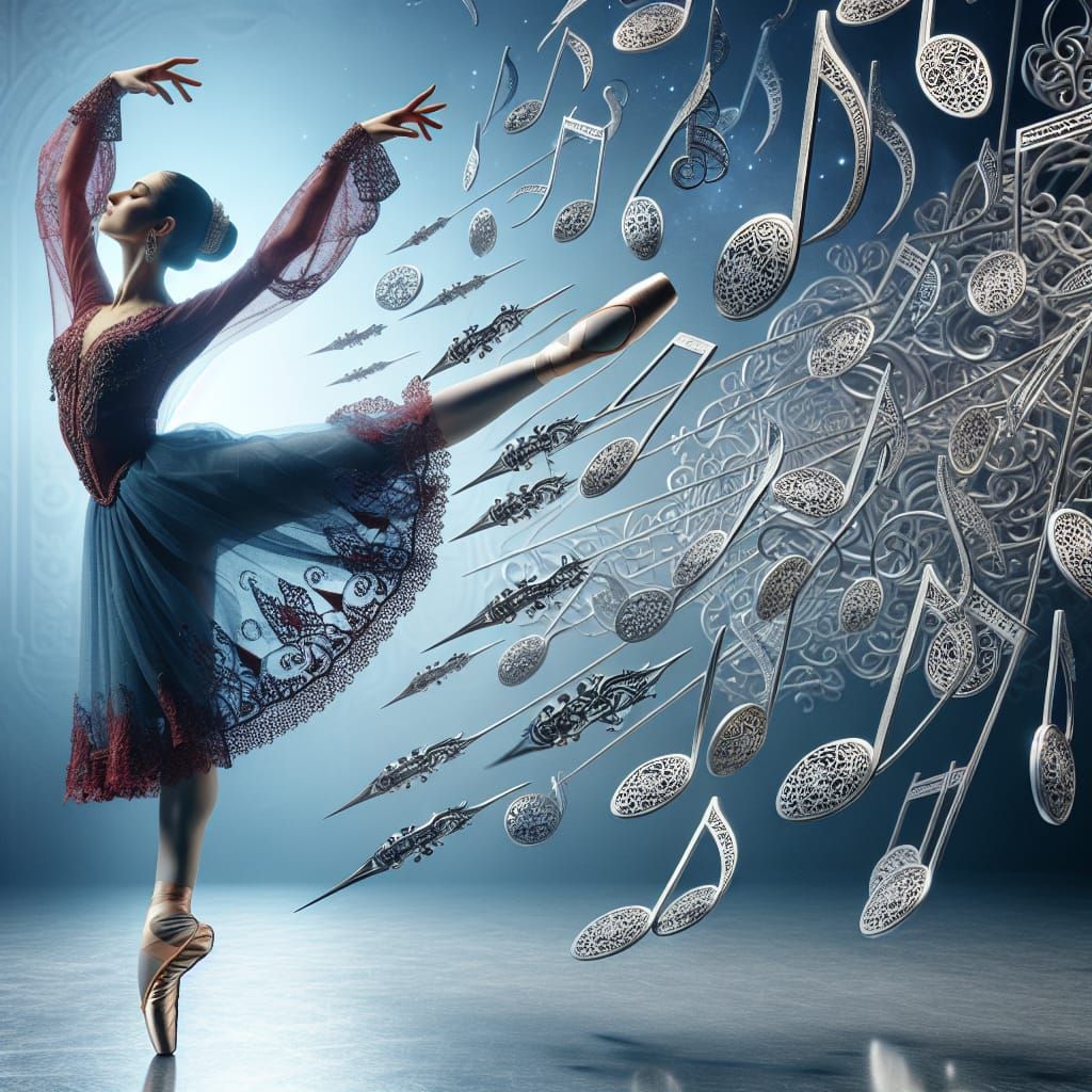 A Dazzling Ballerina in Cyberpunk Pointe Shoes