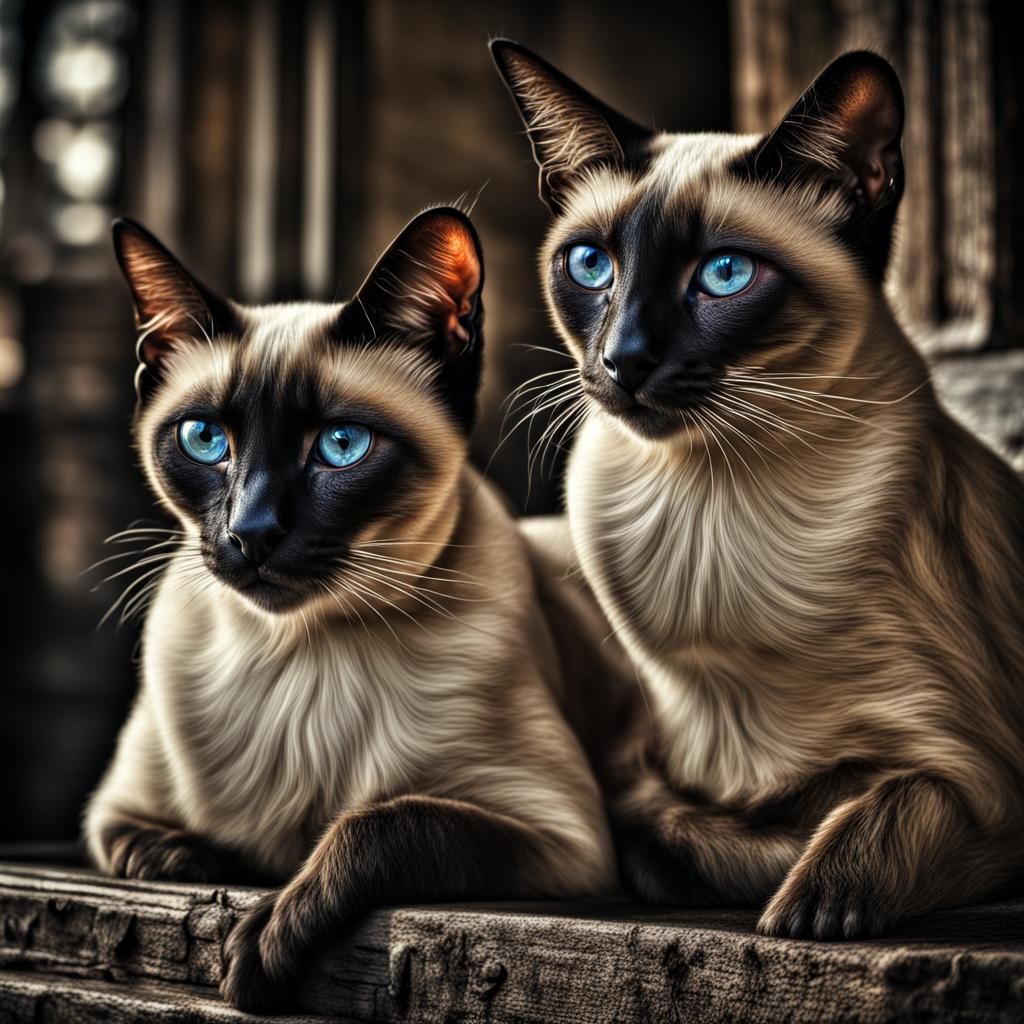 Hyperrealistic Siamese Cats in Cinematic Composition
