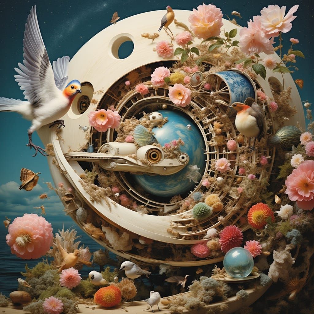 Surreal Bird and Submarine Encounter