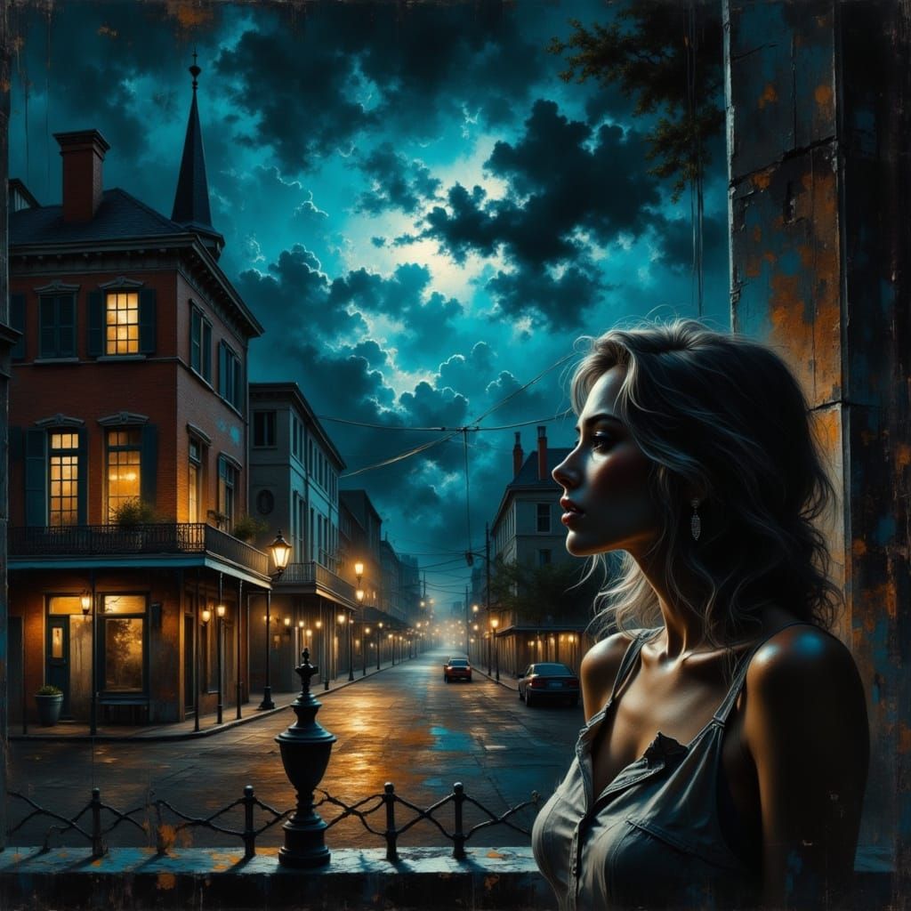 Mystical New Orleans French Quarter Night Scene