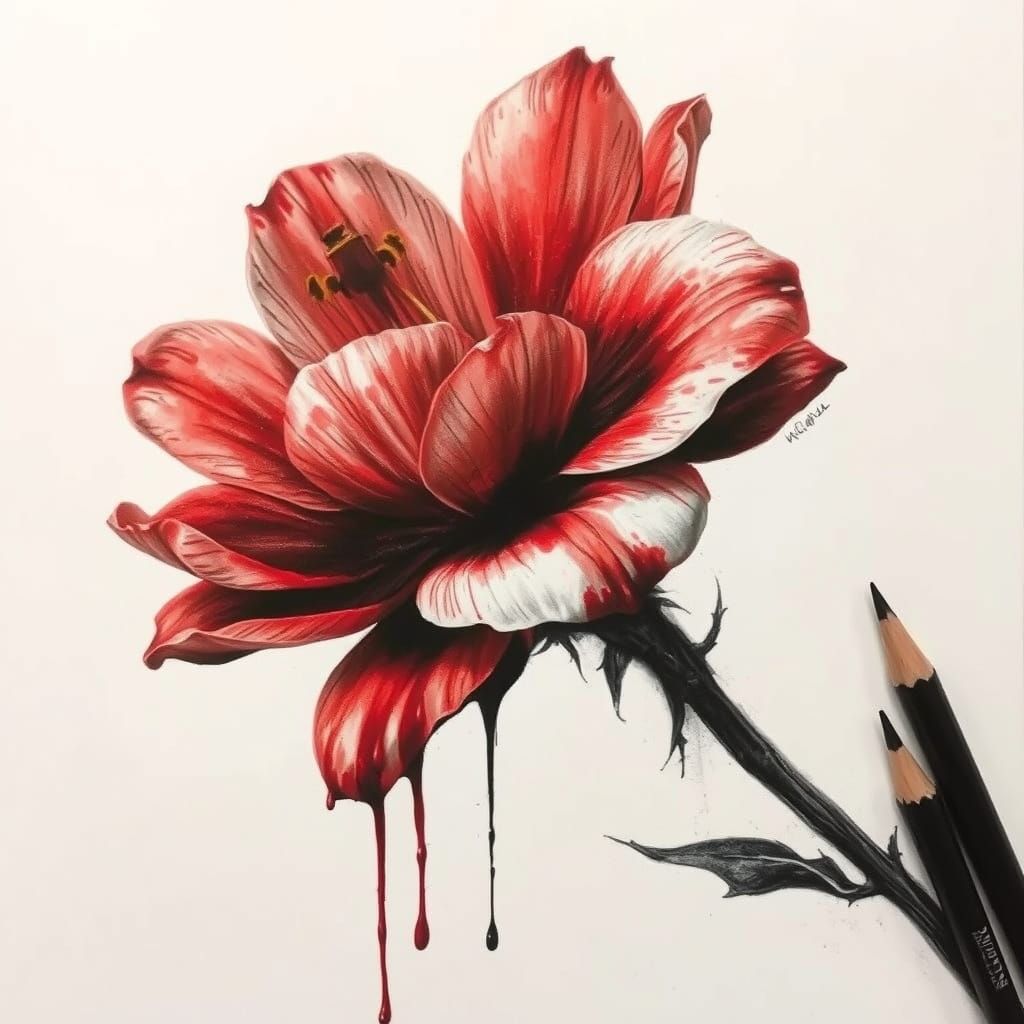 Vibrant Charcoal Bloom in Red