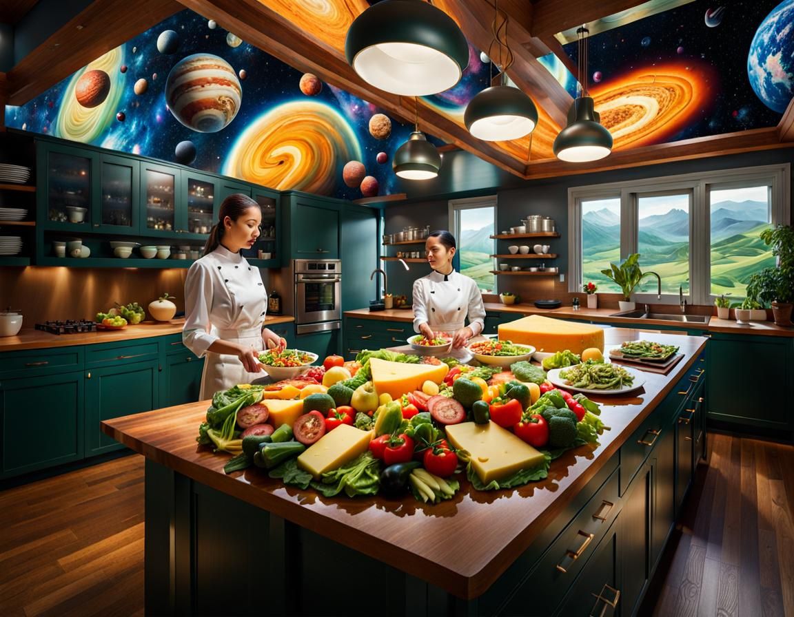 Cosmic Kitchen: Salad and Cheese in Vast Space