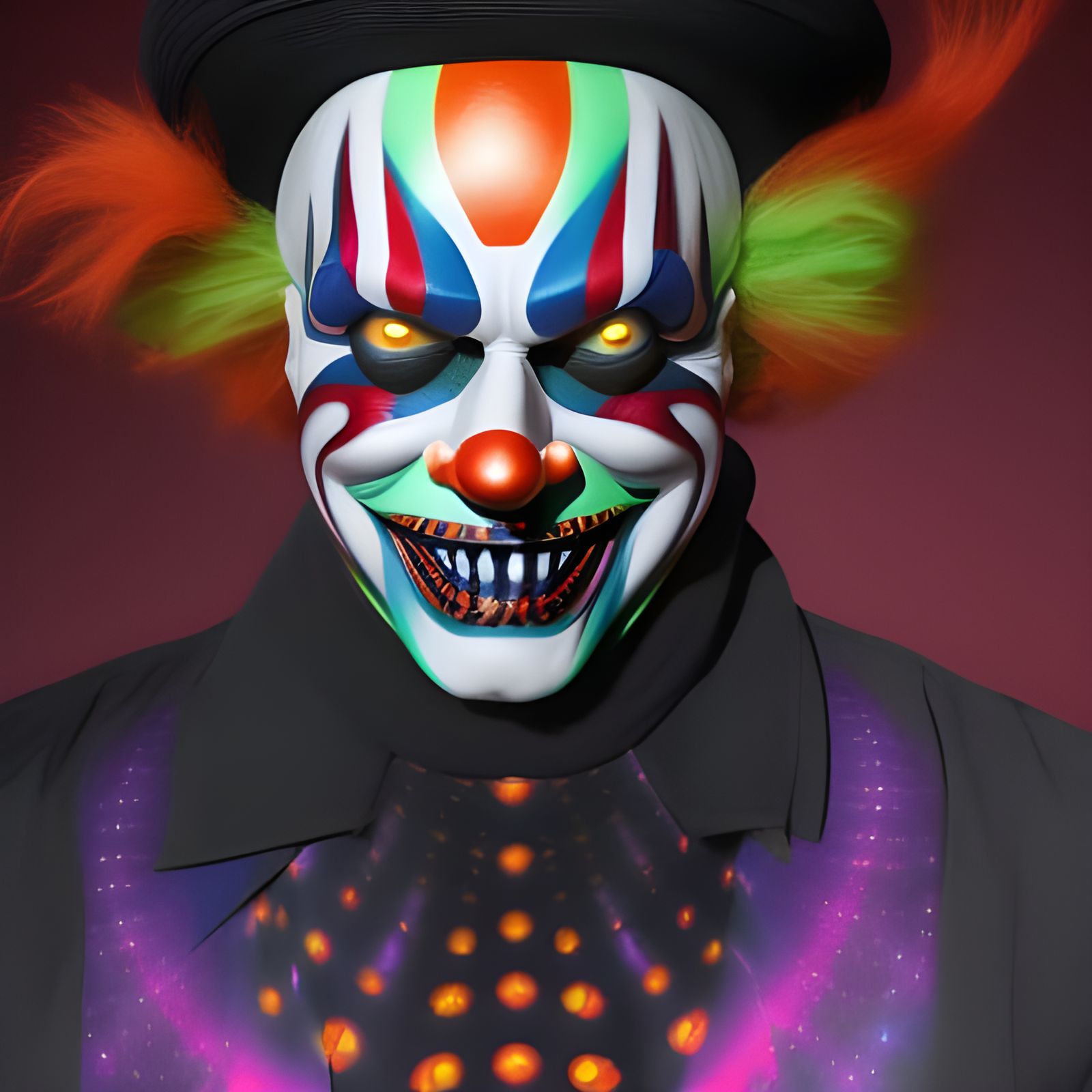 Trippy Clown with Ghastly Grin in Fractal Art Style