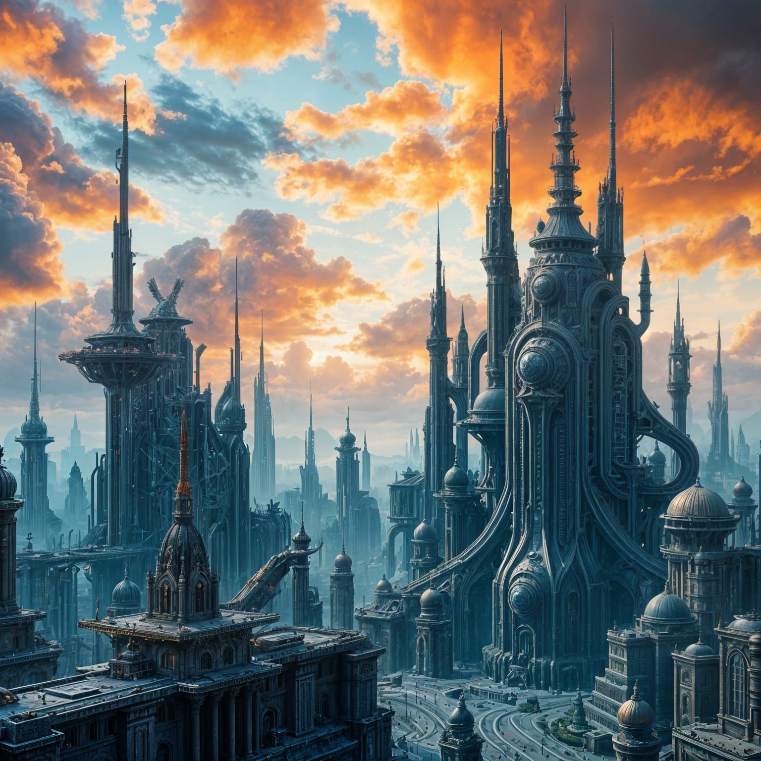 Surreal Futuristic Cityscape Unveils the Enigmatic Future in...