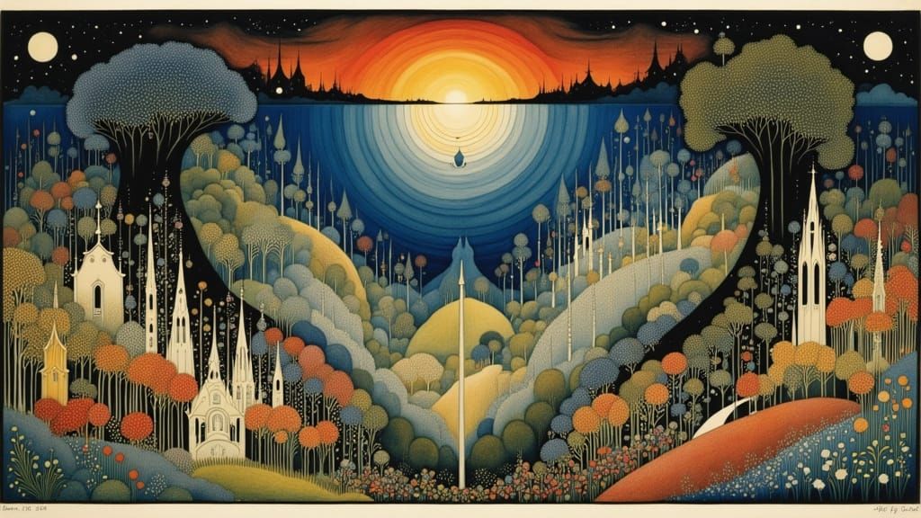 Heavenly Vision at Dawn in Marc Chagall Style