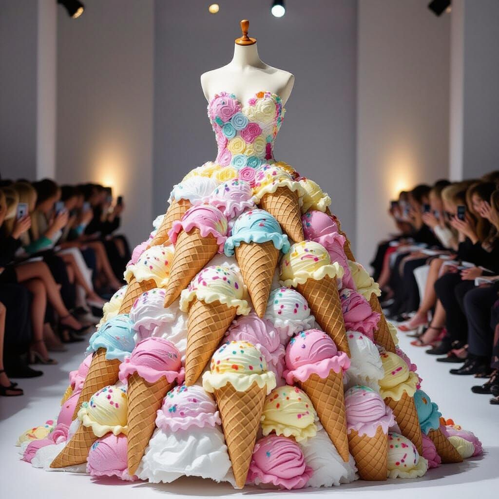 Ice Cream Ball Gown: A Frozen Fashion Fantasy
