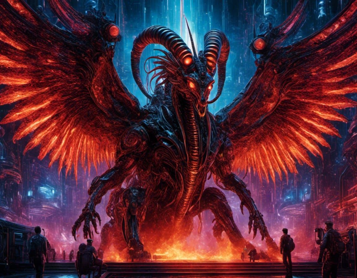 Infernal Demon King in Biopunk Hellscape