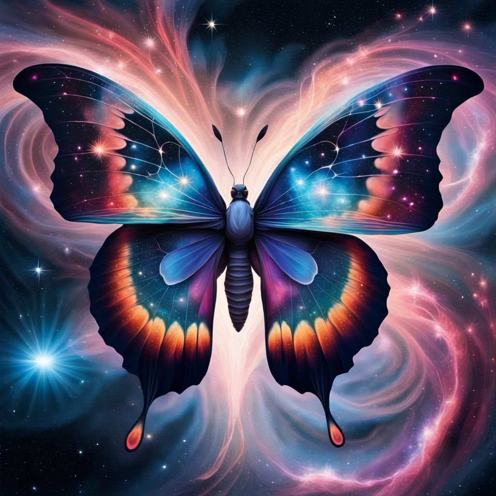Nebula Butterfly: Glitter Surrealism at Universe's Edge