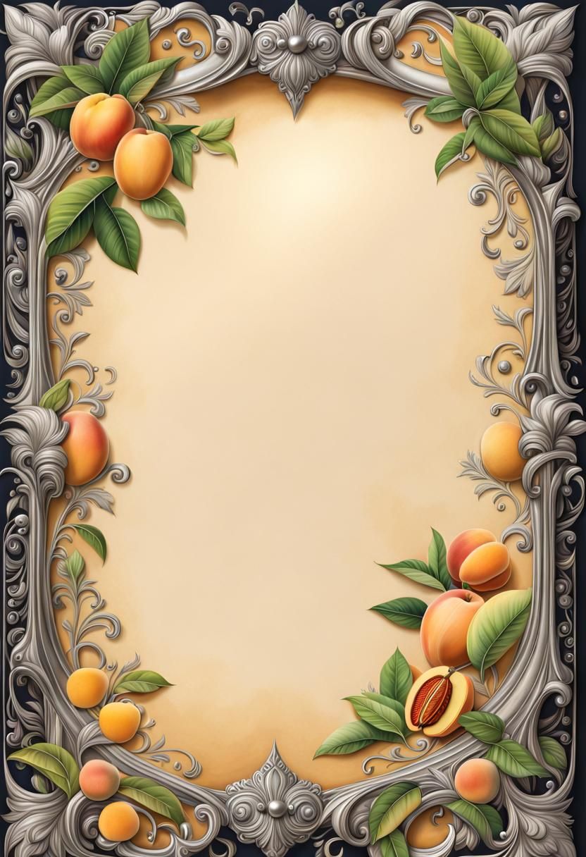 Intricate Storybook Illustration: Blank Parchment with Fruit